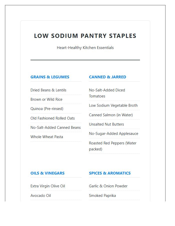 Low Sodium Pantry Staples Printable Chart