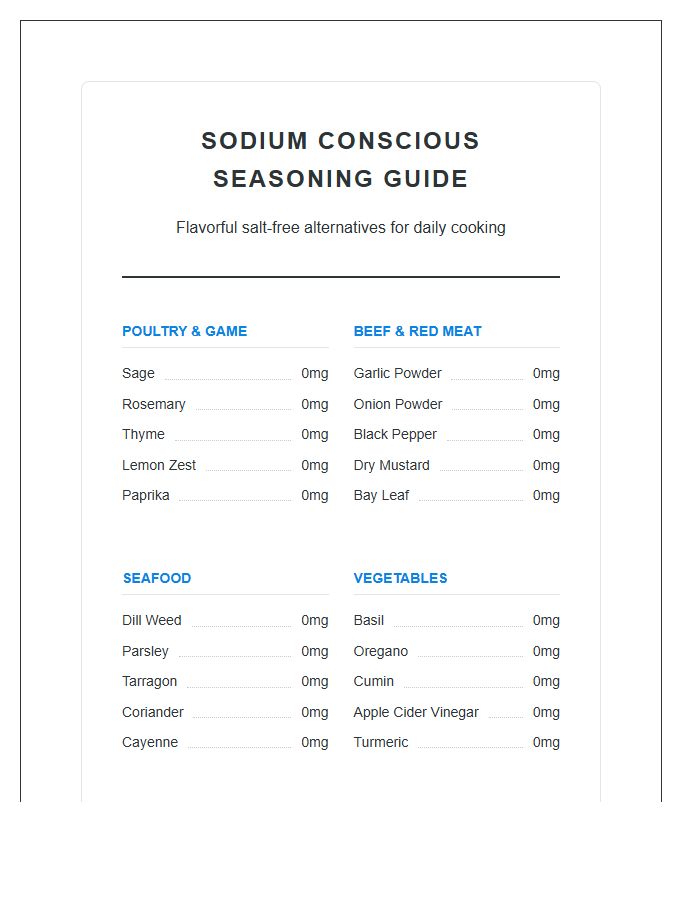Sodium Conscious Seasoning Printable Chart