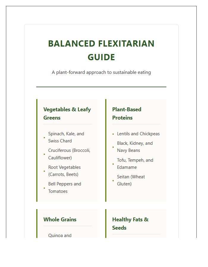 Balanced Flexitarian Diet Food Group Printable Chart