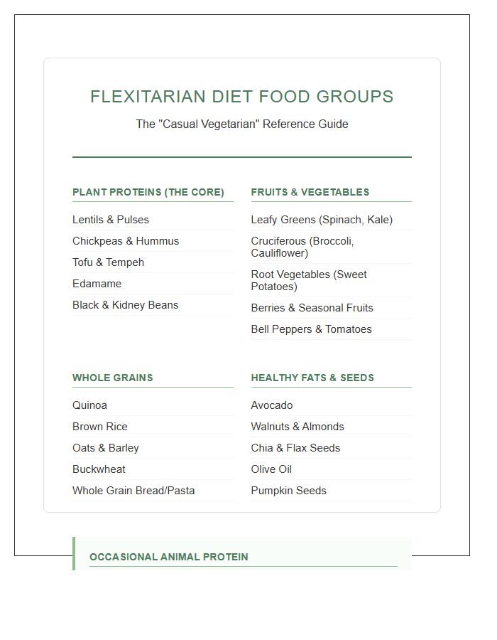 Beginner Flexitarian Diet Food Group Printable Chart