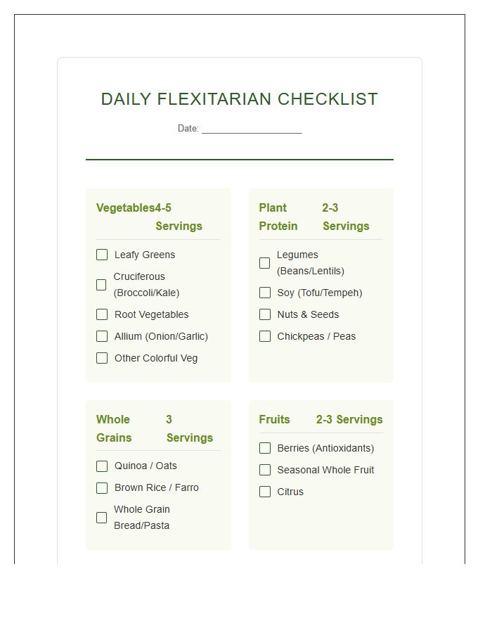Daily Flexitarian Food Group Printable Chart