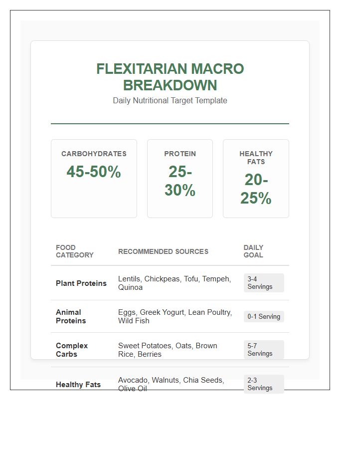 Flexitarian Diet Macro Breakdown Printable Chart