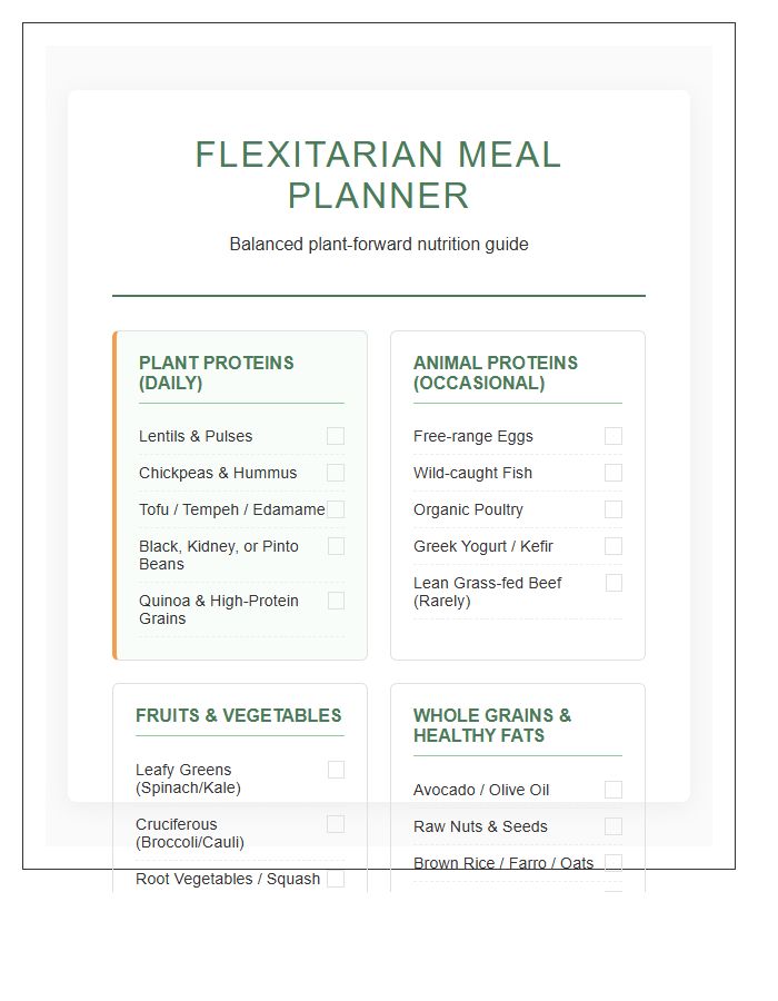 Flexitarian Meal Planning Food Group Printable Chart