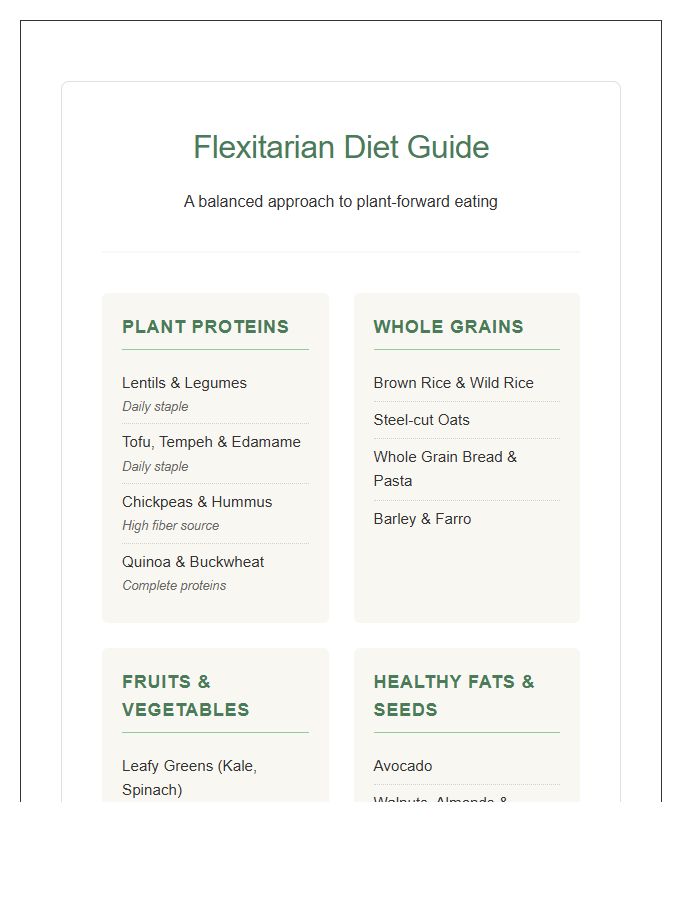 Healthy Flexitarian Diet Food Group Printable Chart