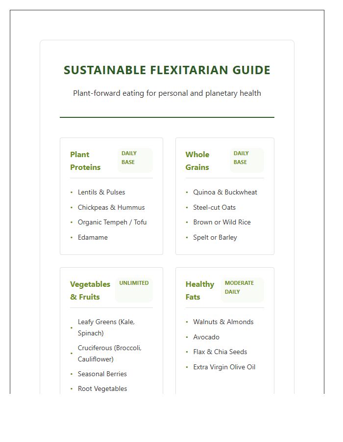 Sustainable Flexitarian Diet Food Group Printable Chart