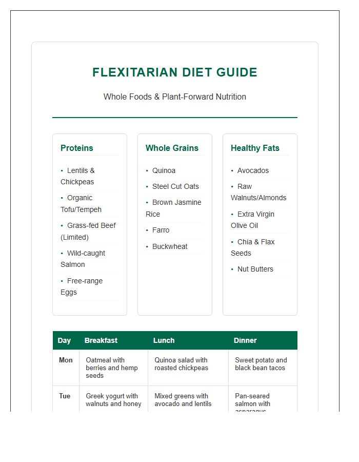 Whole Foods Flexitarian Diet Printable Chart