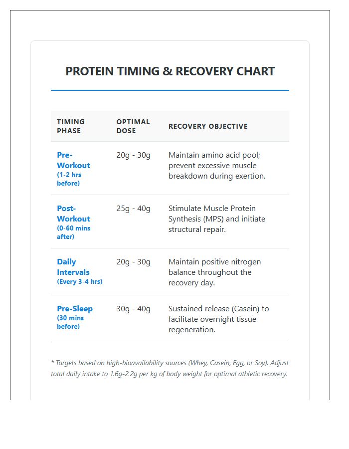 Optimal Protein Timing For Recovery Printable Chart