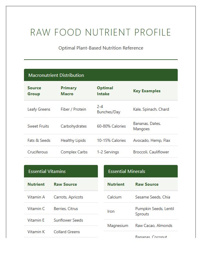 Printable Raw Food Diet Macro And Micro Nutrient Chart