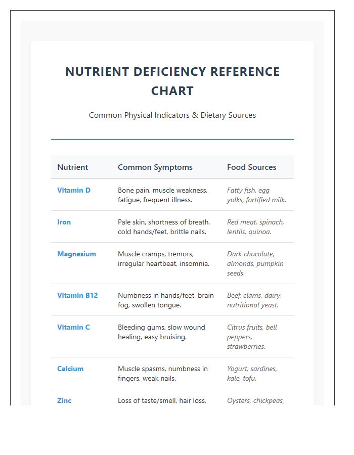 Adult Nutrient Deficiency Symptoms Printable Chart