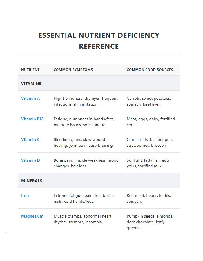 Essential Nutrient Deficiency Symptoms Printable Chart