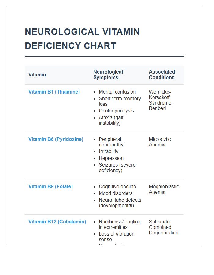 Neurological Vitamin Deficiency Symptoms Printable Chart