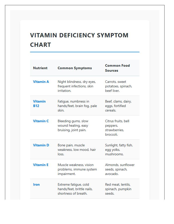 Printable Vitamin Deficiency Symptom Reference Chart