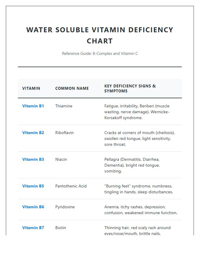 Water Soluble Vitamin Deficiency Signs Printable Chart