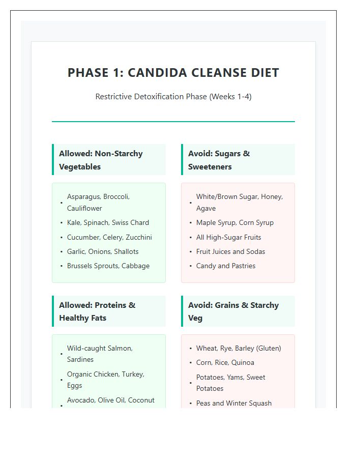 Phase One Candida Diet Instructions Printable Chart