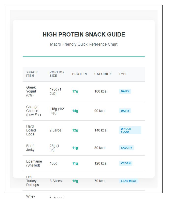 High Protein Macro Friendly Snack Ideas Printable Chart