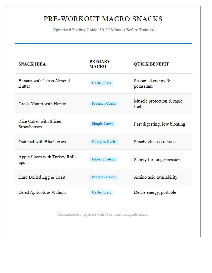 Pre Workout Macro Snack Ideas Printable Chart