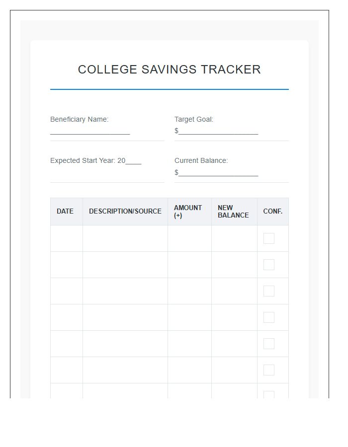 College Education Savings Printable Chart