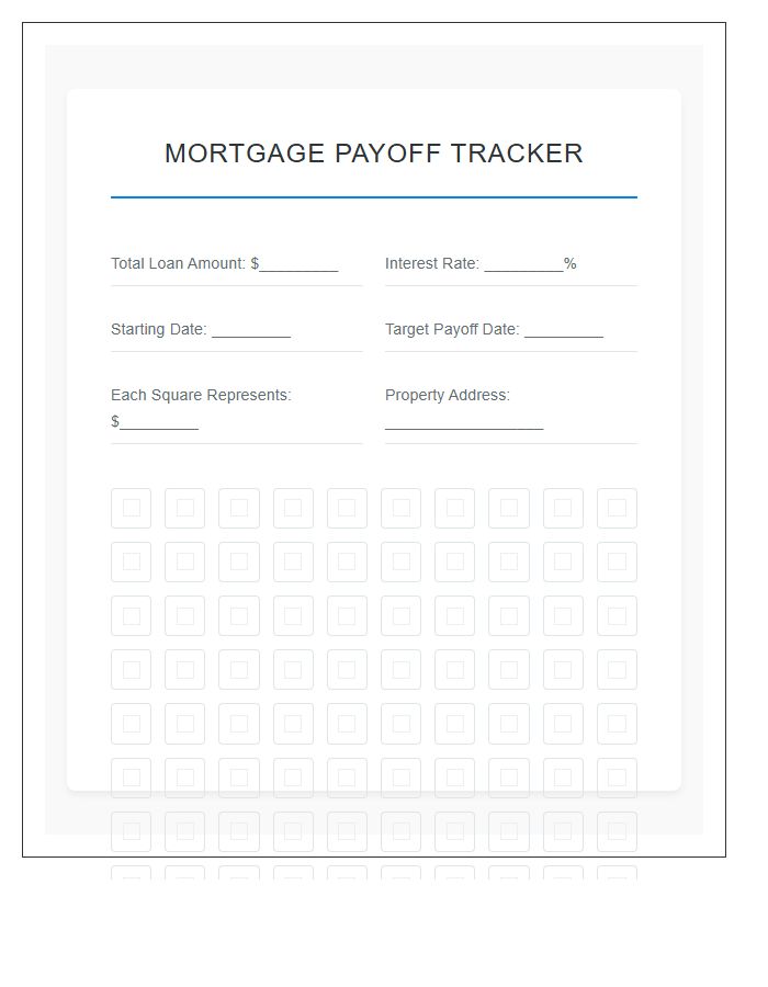 Home Mortgage Payoff Printable Chart