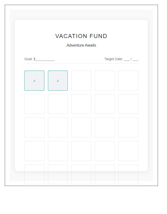 Vacation Fund Savings Printable Chart
