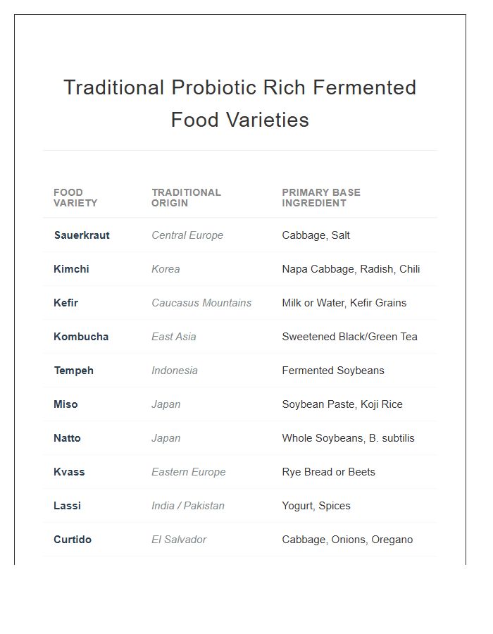 Traditional Probiotic Rich Fermented Food Varieties Printable Chart