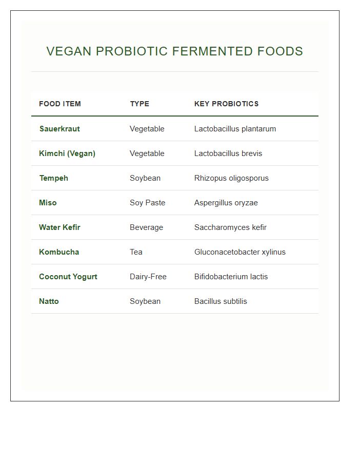 Vegan Probiotic Rich Fermented Food Printable Chart