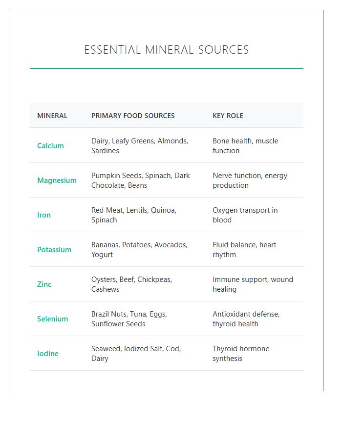 Essential Mineral Rich Food Sources Printable Chart