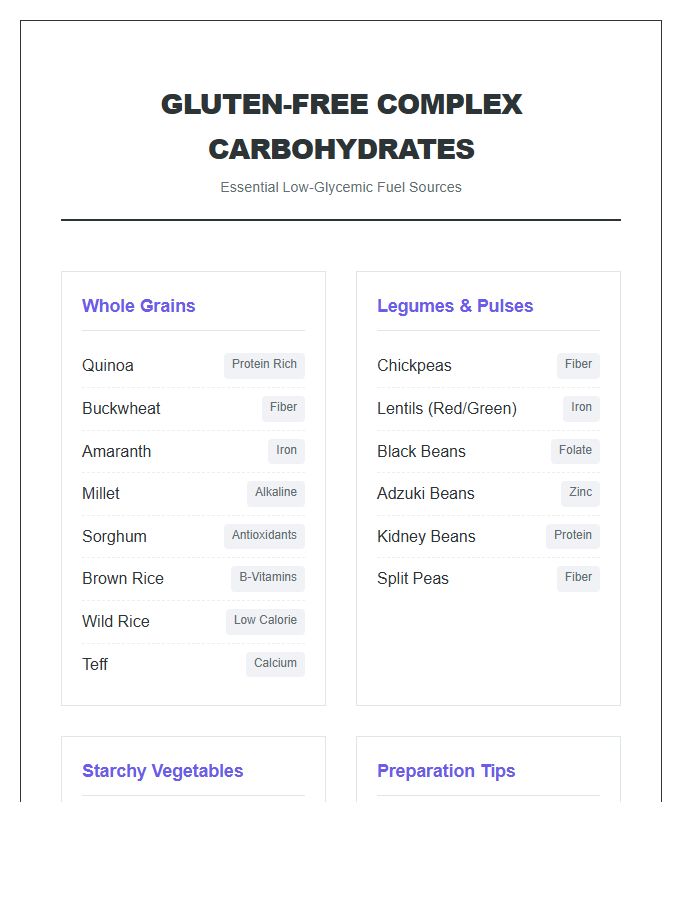 Gluten Free Complex Carbohydrate Printable Chart