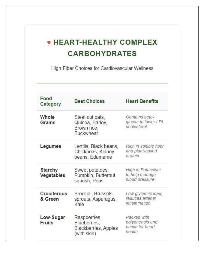 Heart Healthy Complex Carbohydrate Printable Chart