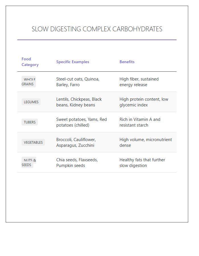 Slow Digesting Complex Carbohydrate Printable Chart