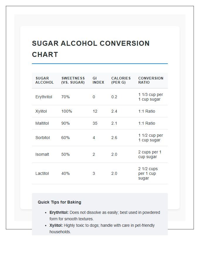 Sugar Alcohol Conversion Printable Chart