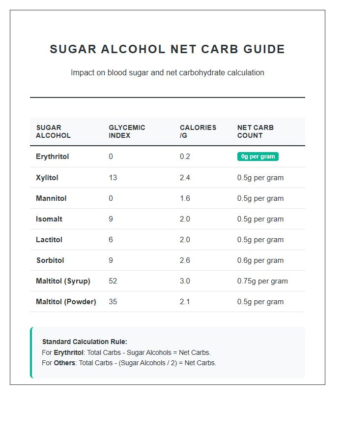 Sugar Alcohol Net Carb Count Printable Chart