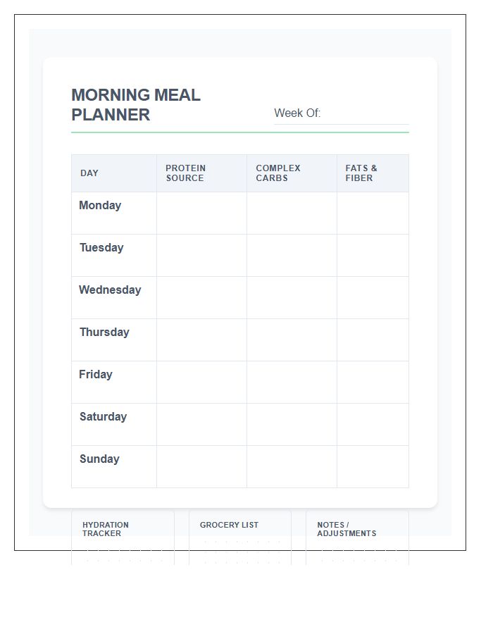 Balanced Morning Meal Planning Printable Chart