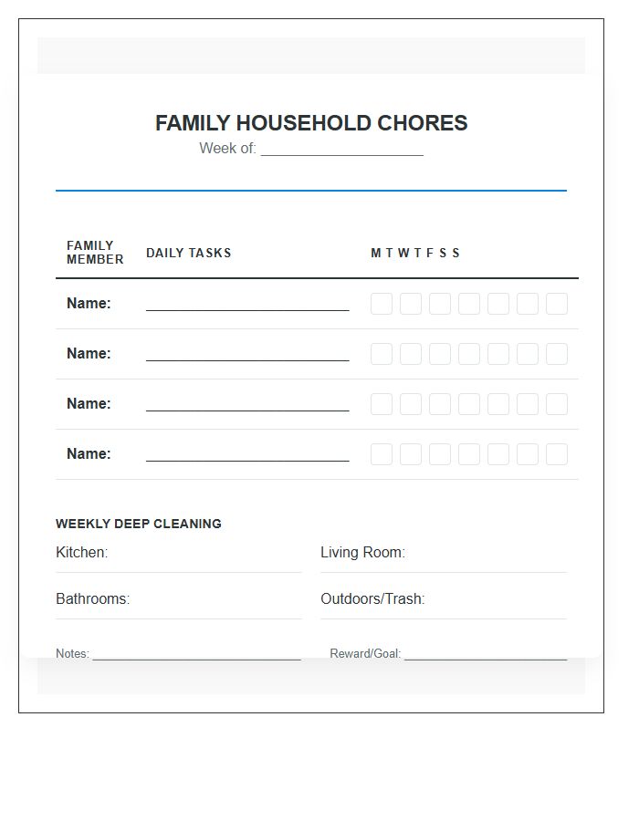 Family Household Chores Printable Chart
