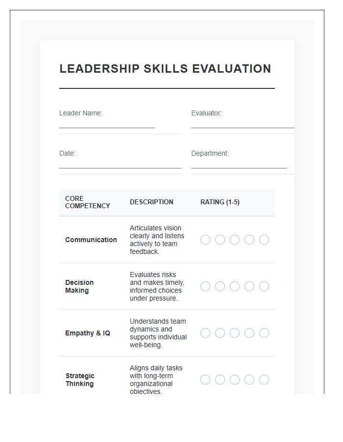 Leadership Skills Evaluation Printable Chart
