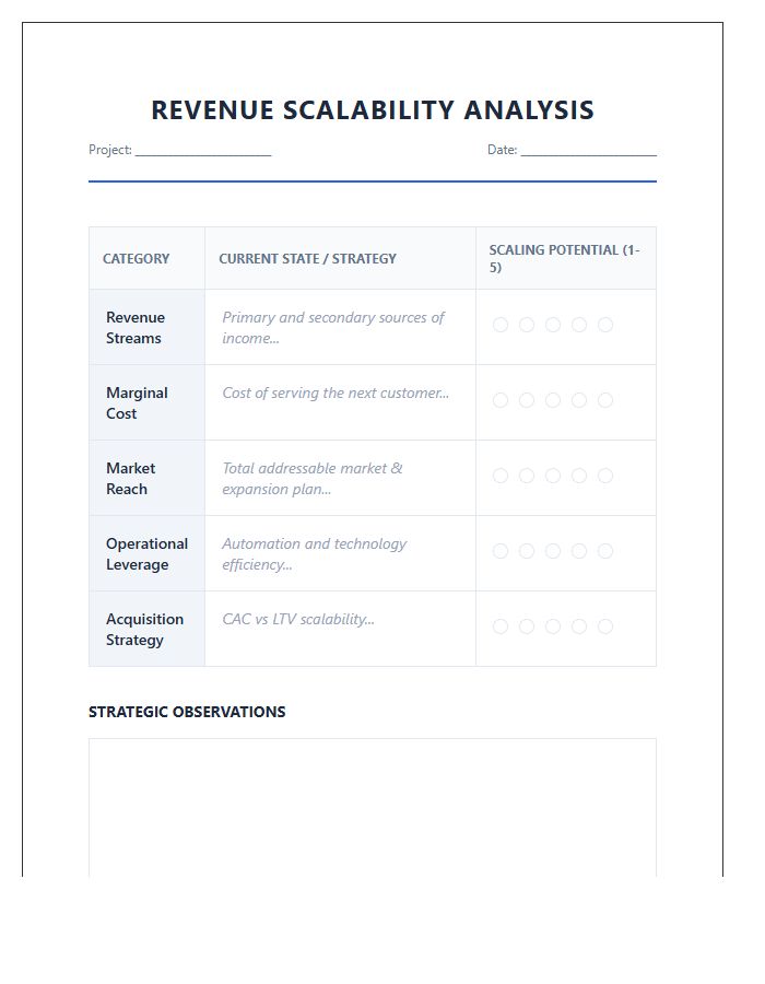 Business Model Revenue Scalability Printable Chart