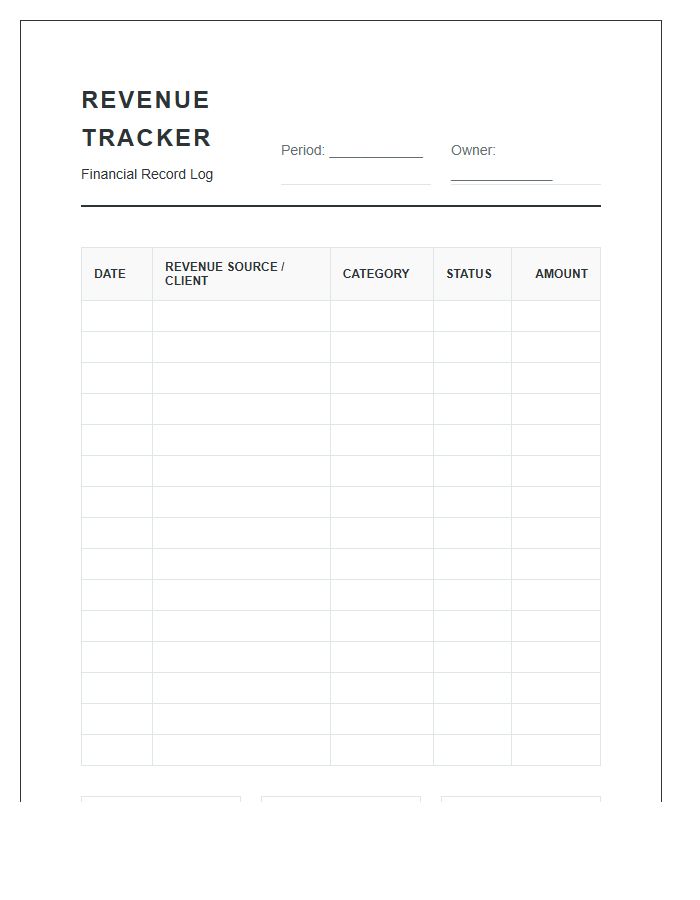 Business Revenue Tracking Chart Printable