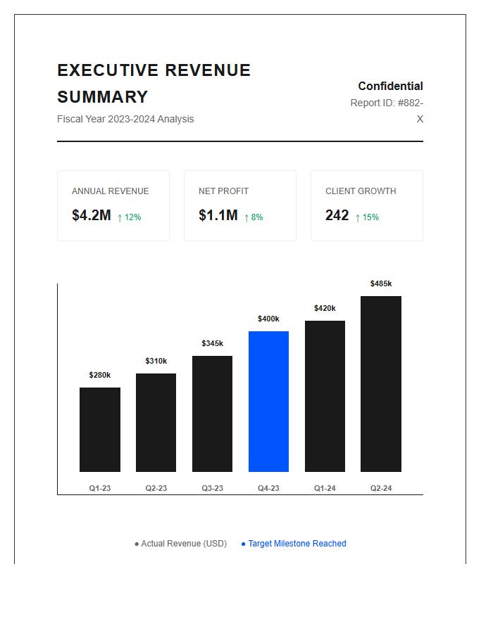 Executive Summary Revenue Growth Printable Chart