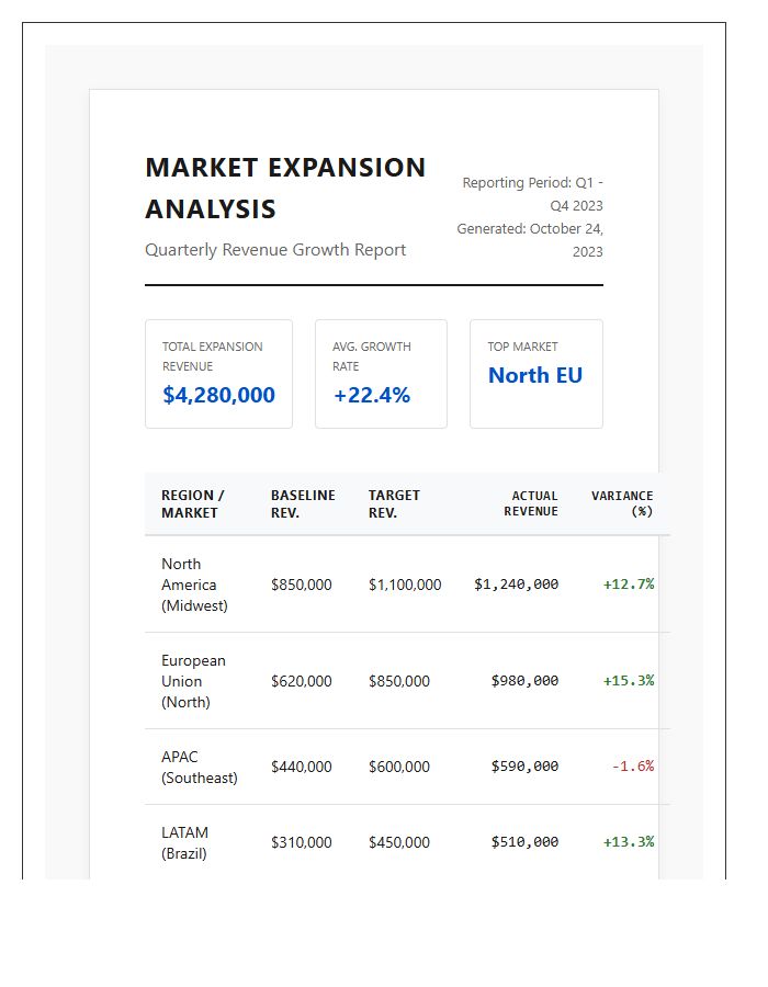 Market Expansion Revenue Results Printable Chart