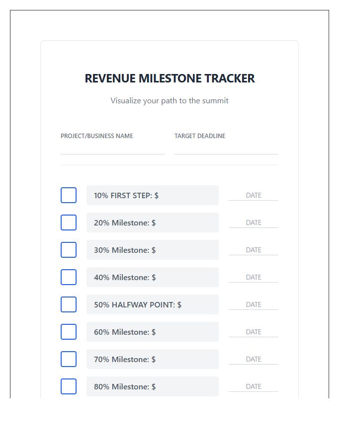Visual Revenue Milestone Tracking Printable Chart