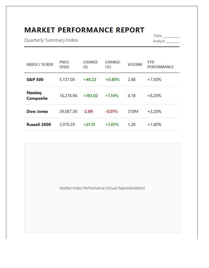 Stock Market Performance Printable Chart