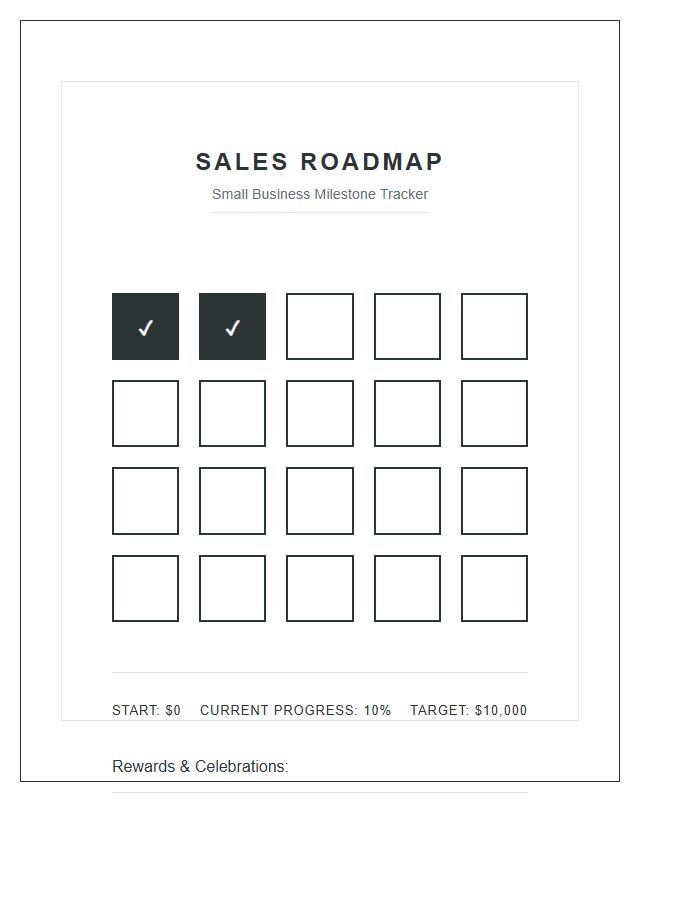 Small Business Sales Milestone Celebration Printable Chart