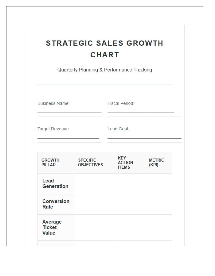 Strategic Small Business Sales Growth Printable Chart