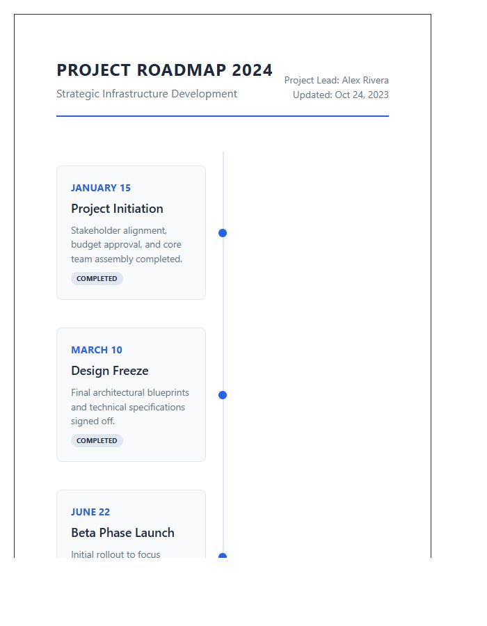 Printable Project Management Milestone Timeline Chart