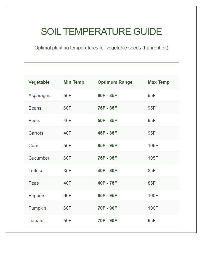 Vegetable Garden Soil Temperature Printable Chart
