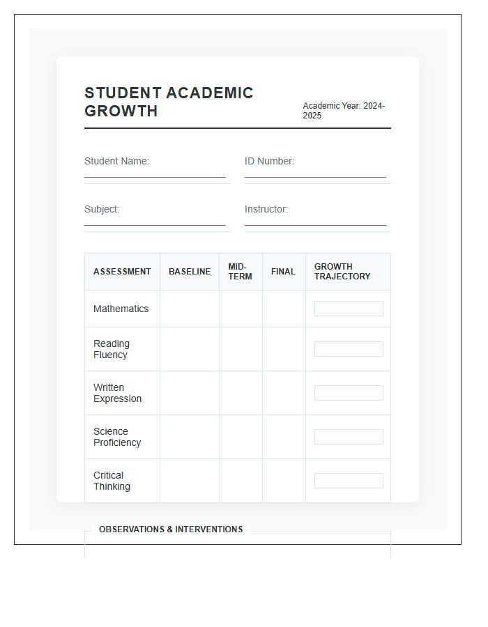 Classroom Progress Student Academic Growth Printable Chart