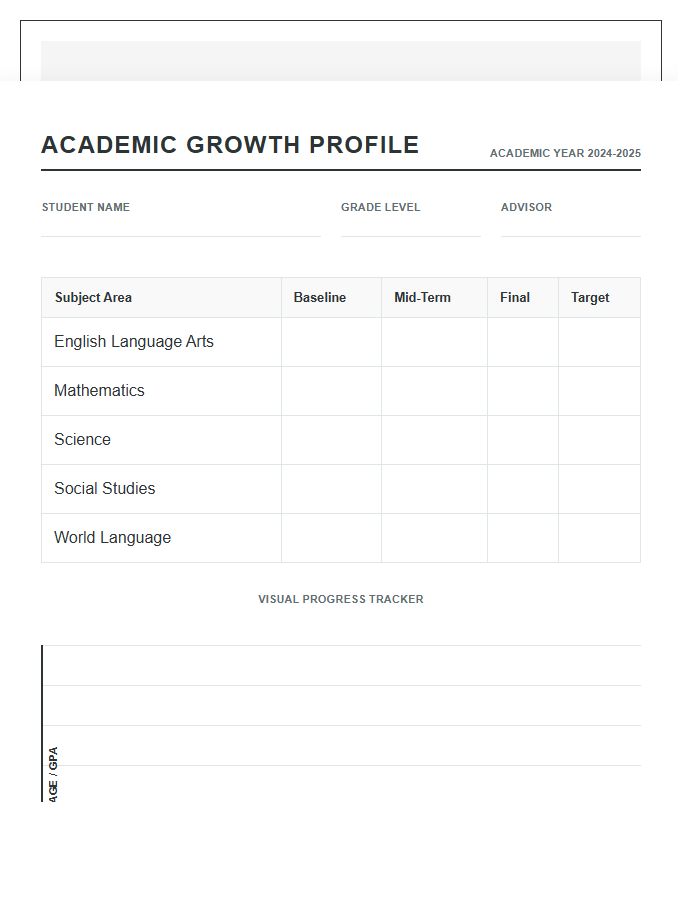 High School Student Academic Growth Printable Chart