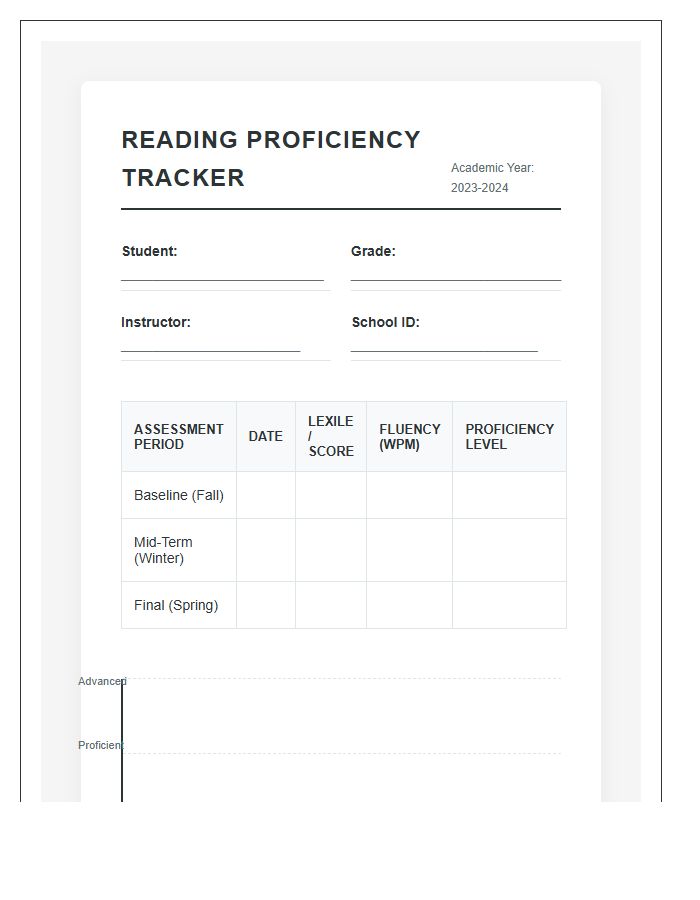 Reading Proficiency Student Academic Growth Printable Chart