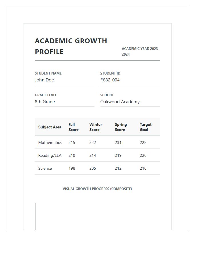 Standardized Test Student Academic Growth Printable Chart
