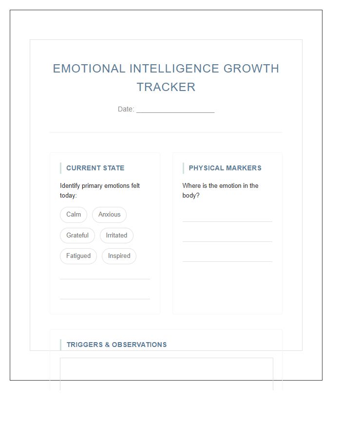 Therapy Support Emotional Intelligence Growth Printable Chart