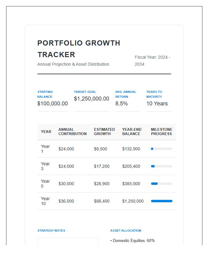 Long Term Financial Portfolio Growth Printable Chart
